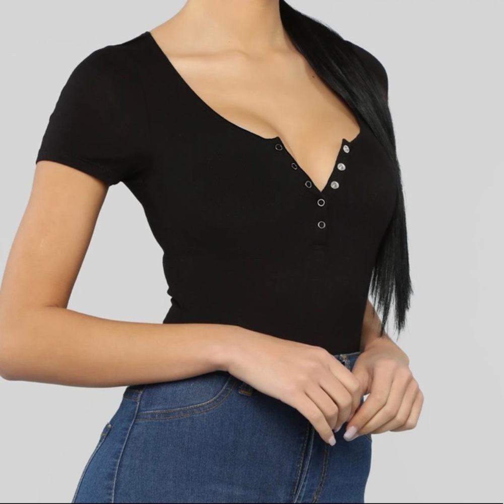 Essential Button Up Black Body Suit